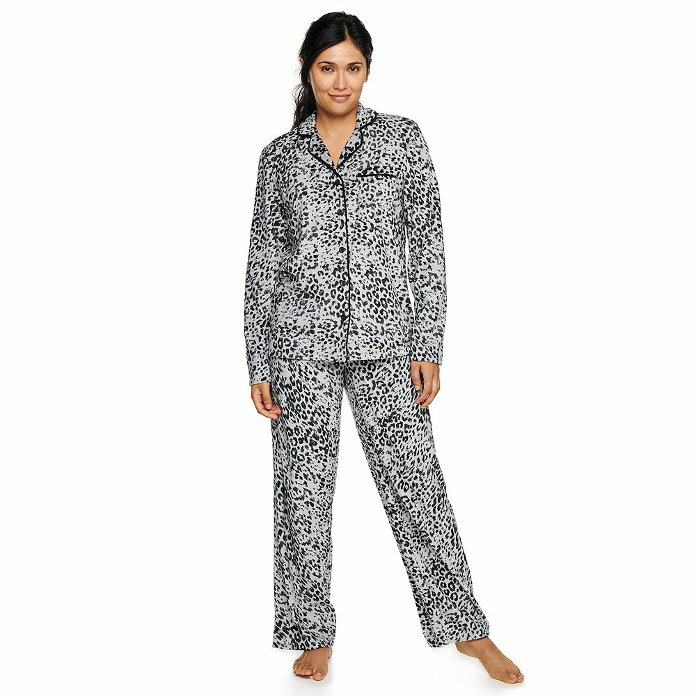 Women's Sonoma Goods For Life® Velour Long Sleeve Pajama Shirt & Pajama Pants Sleep Set - Image 5