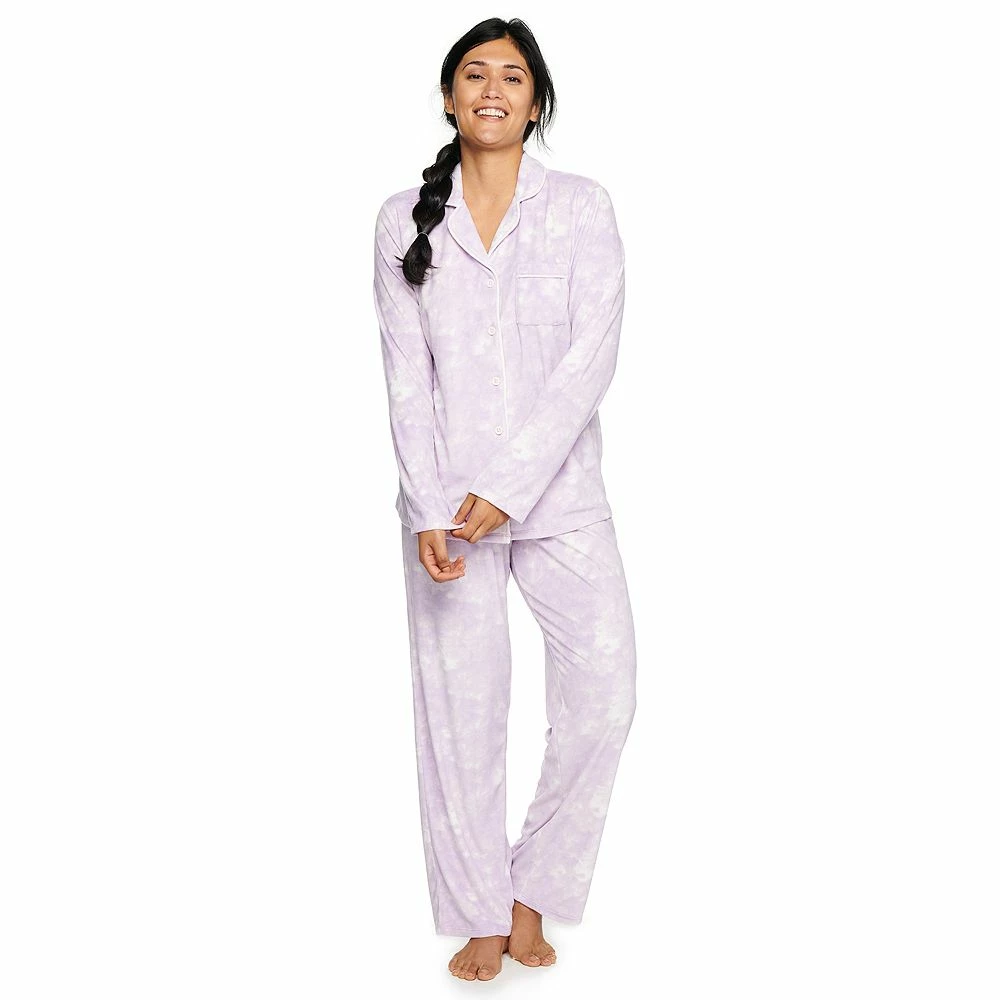 Women's Sonoma Goods For Life® Velour Long Sleeve Pajama Shirt & Pajama Pants Sleep Set - Image 9