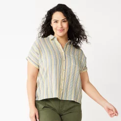 Plus Size Sonoma Goods For Life® Short Sleeve Button Down Top