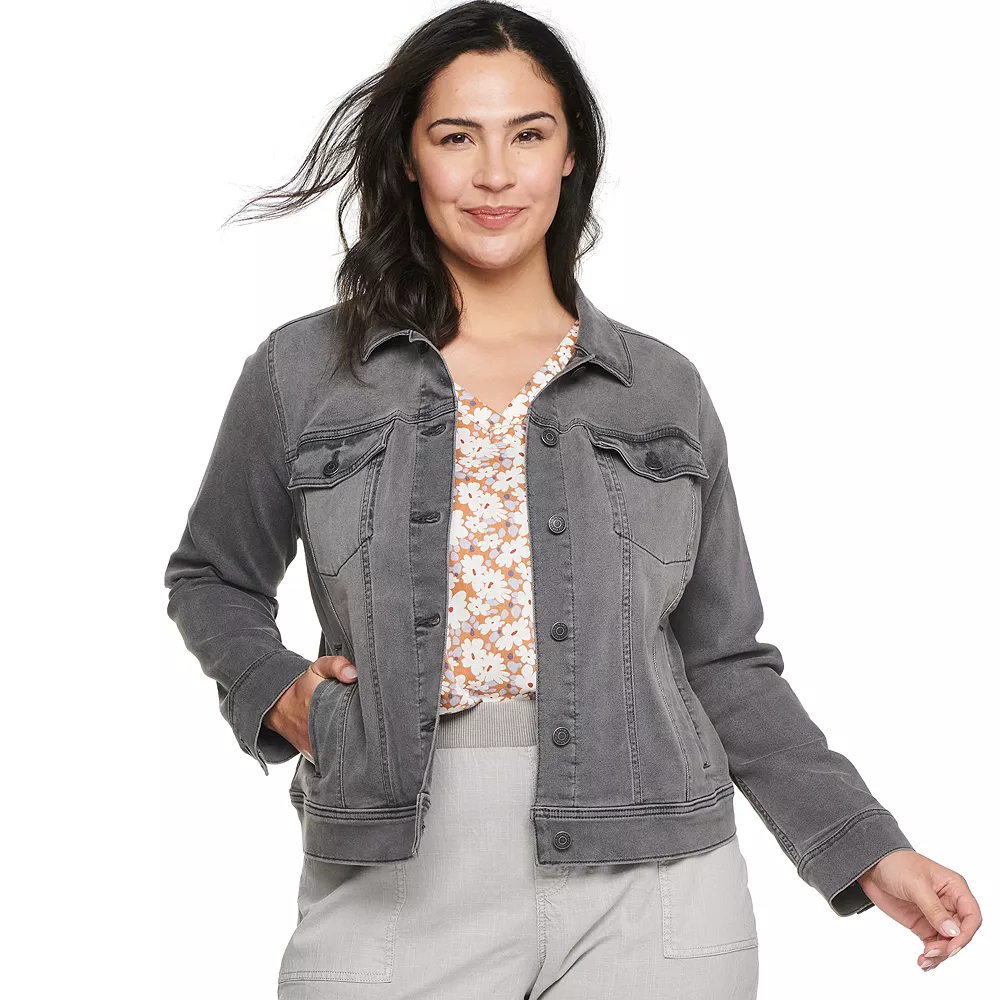 Plus Size Sonoma Goods For Life® Button Front Jean Jacket - Image 3