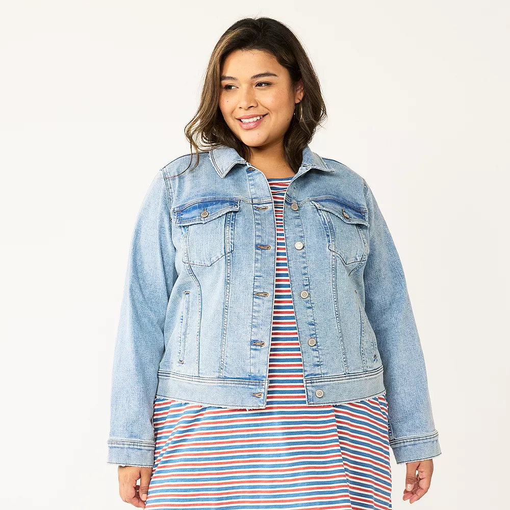 Plus Size Sonoma Goods For Life® Button Front Jean Jacket - Image 2