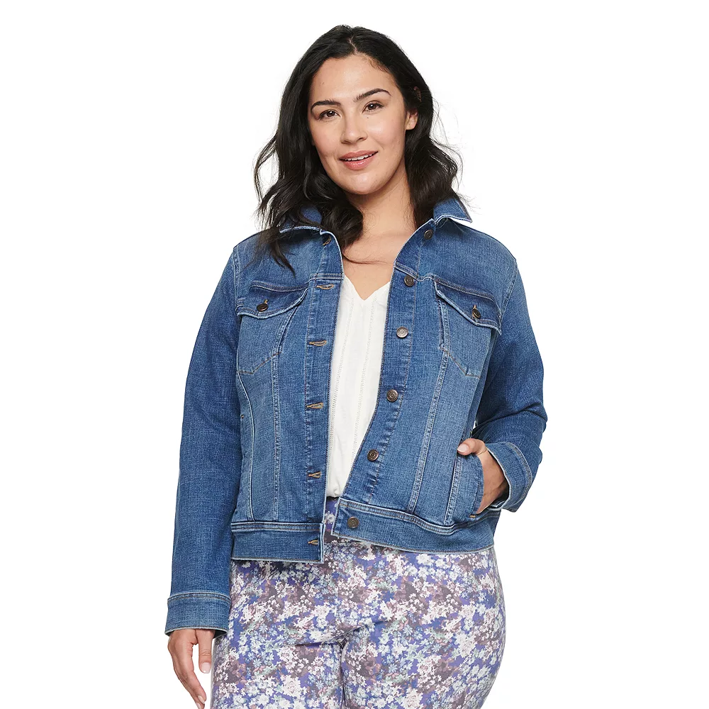 Plus Size Sonoma Goods For Life® Button Front Jean Jacket - Image 4