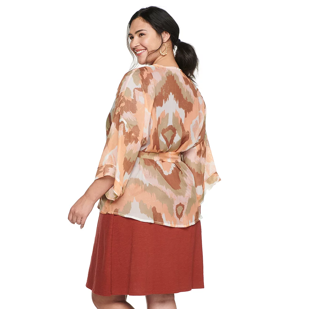 Women's Sonoma Goods For Life® Tie-Dye Tie Front Kimono - Image 2