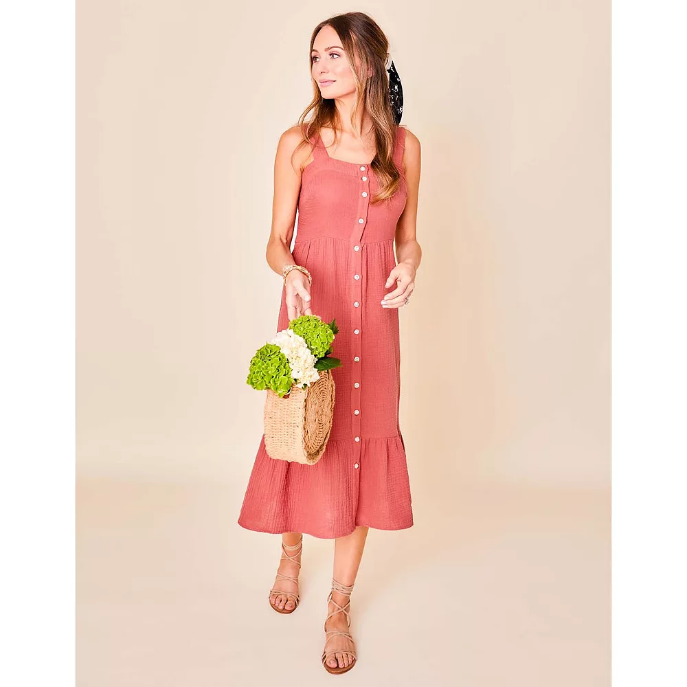 Women's Sonoma Goods For Life® x Lauren Lane Button Front Flounce Dress - Image 4