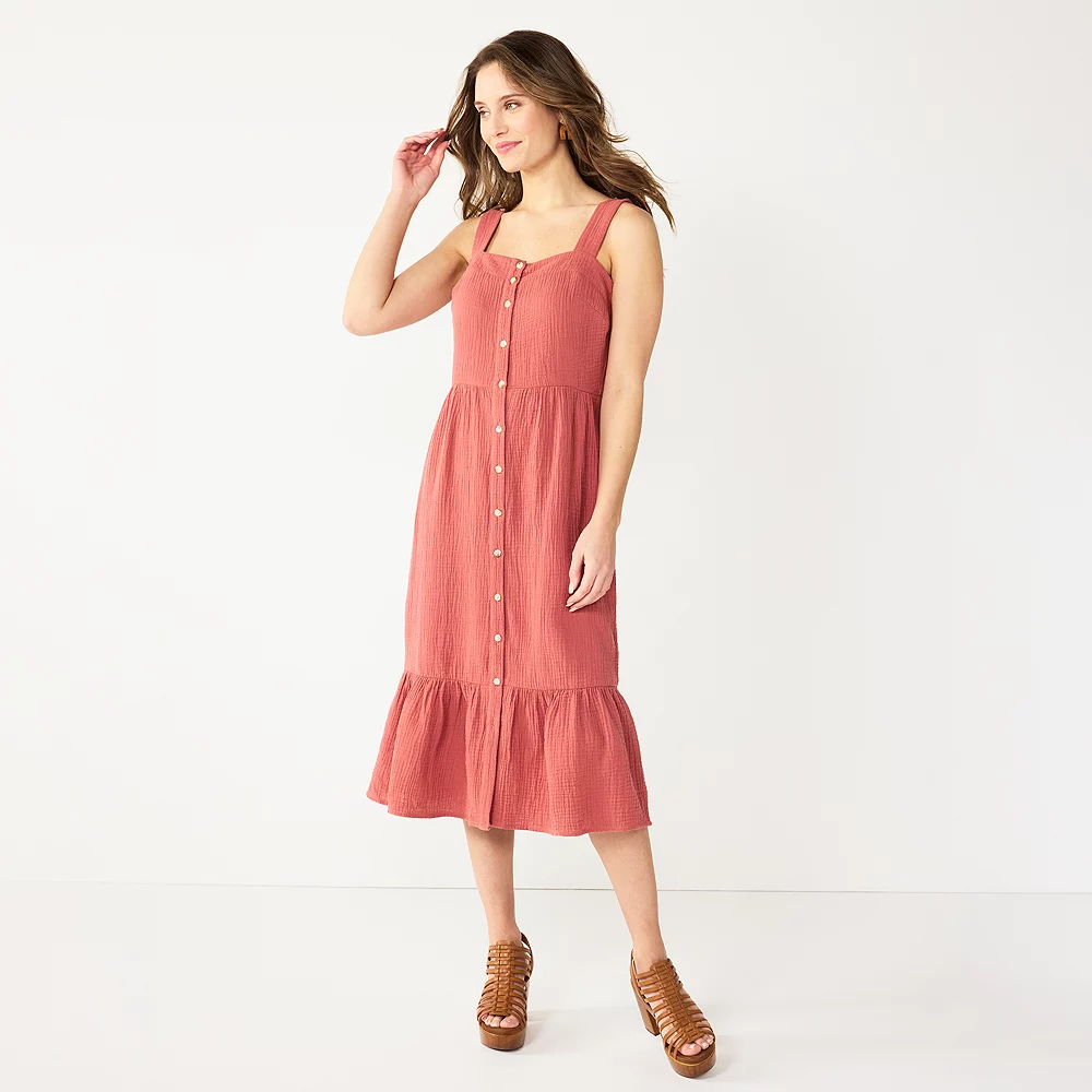 Women's Sonoma Goods For Life® x Lauren Lane Button Front Flounce Dress - Image 2