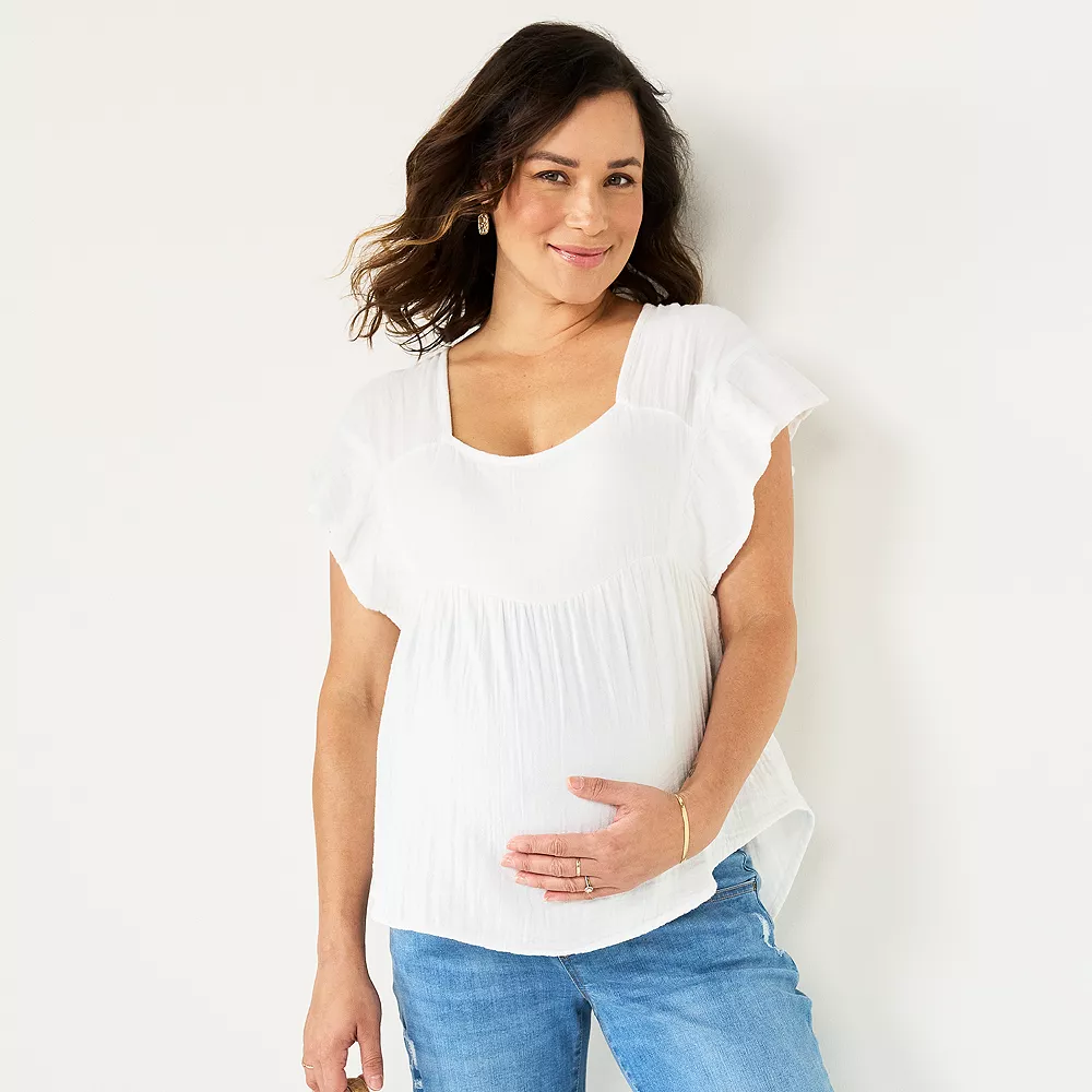Maternity Sonoma Goods For Life® Squareneck Ruffle Top - Image 5