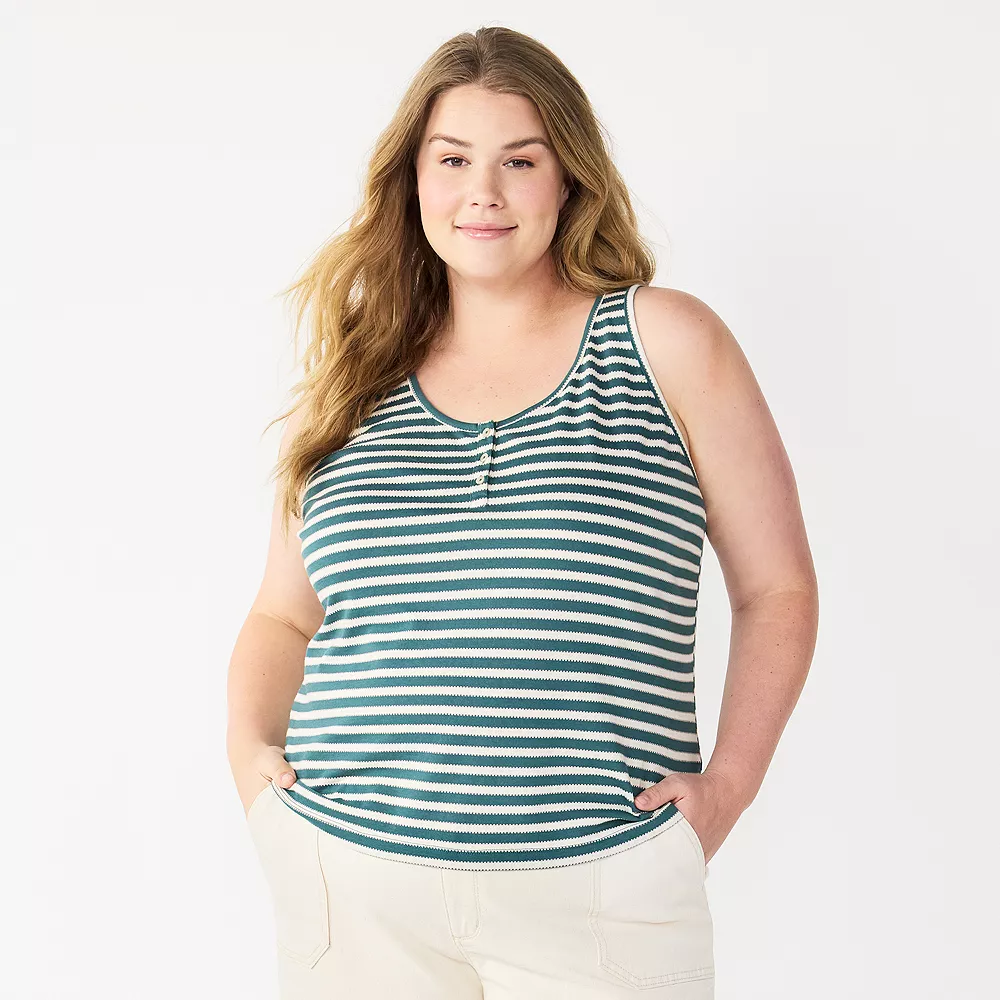Plus Size Sonoma Goods For Life® Striped Henley Tank - Image 5