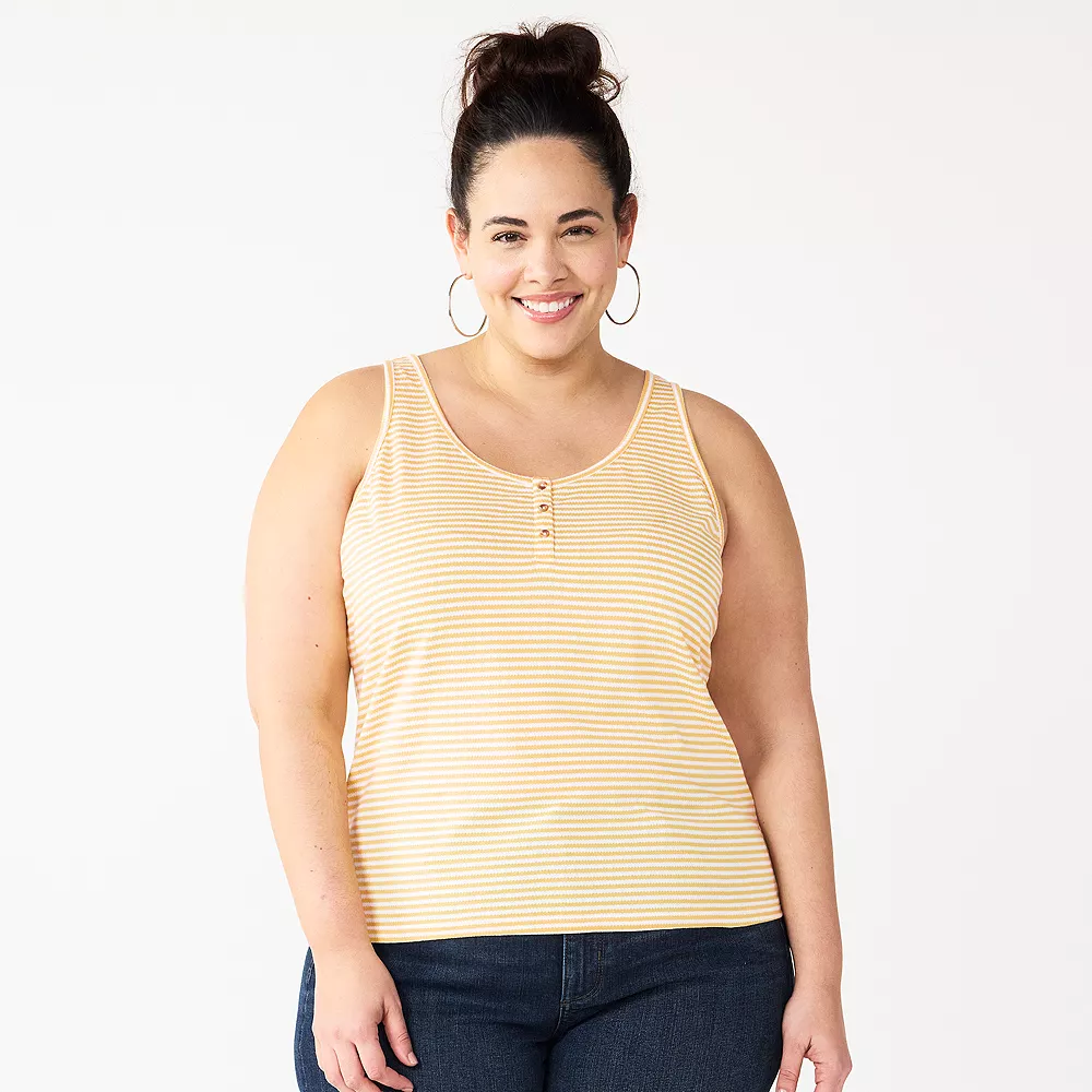 Plus Size Sonoma Goods For Life® Striped Henley Tank - Image 6