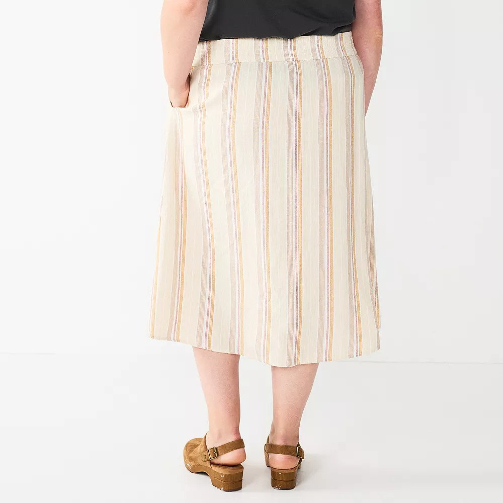 Plus Size Sonoma Goods For Life® Vented Button-Front Midi Skirt - Image 3