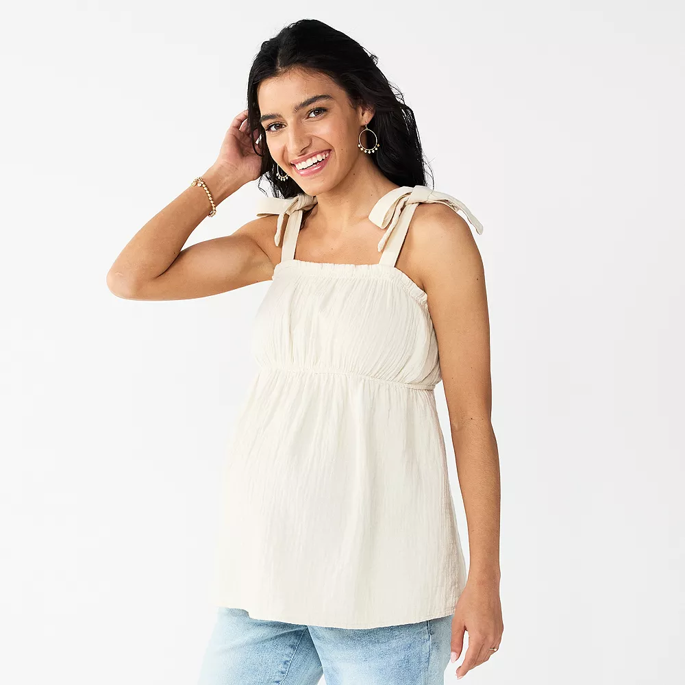 Maternity Sonoma Goods For Life® Tie-Shoulder Babydoll Top - Image 2