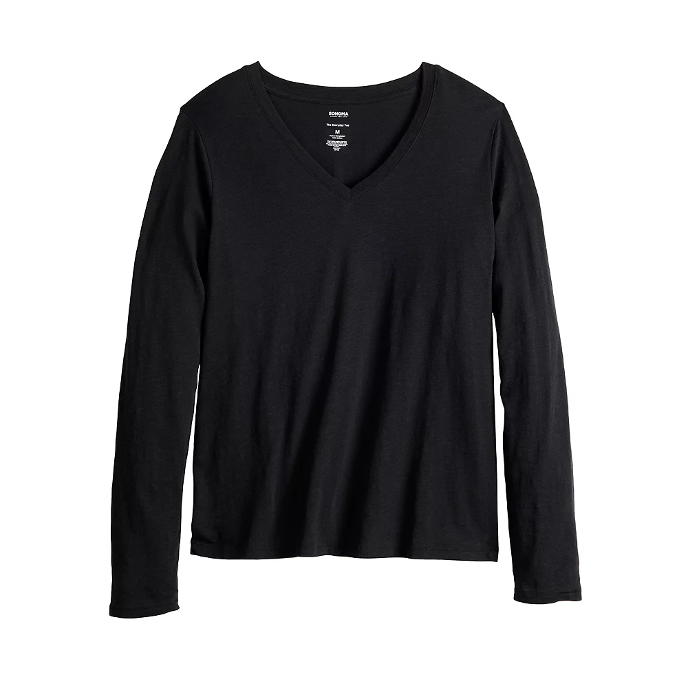 Women's Sonoma Goods For Life® Everyday V-Neck Long Sleeve Tee - Image 30