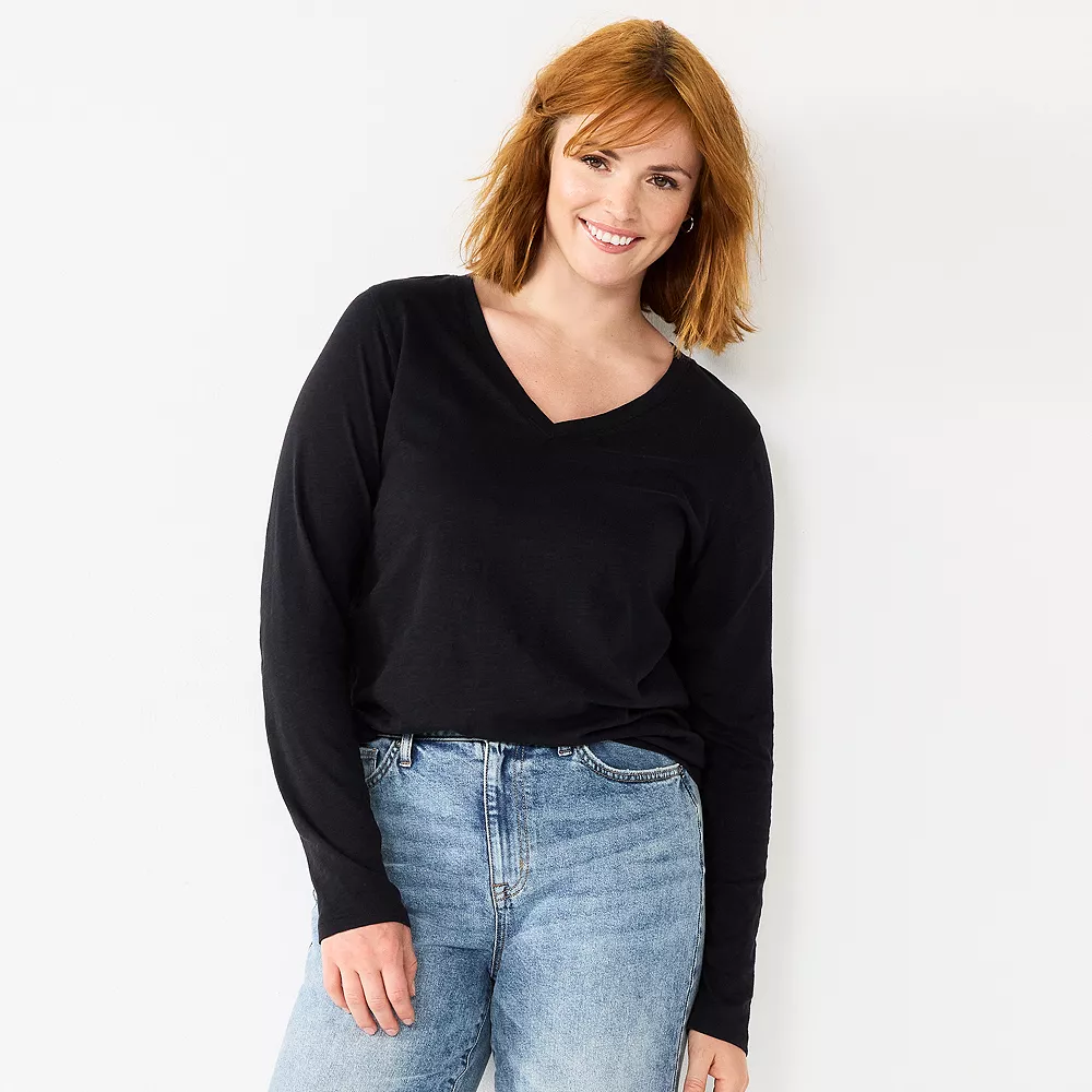 Women's Sonoma Goods For Life® Everyday V-Neck Long Sleeve Tee - Image 7