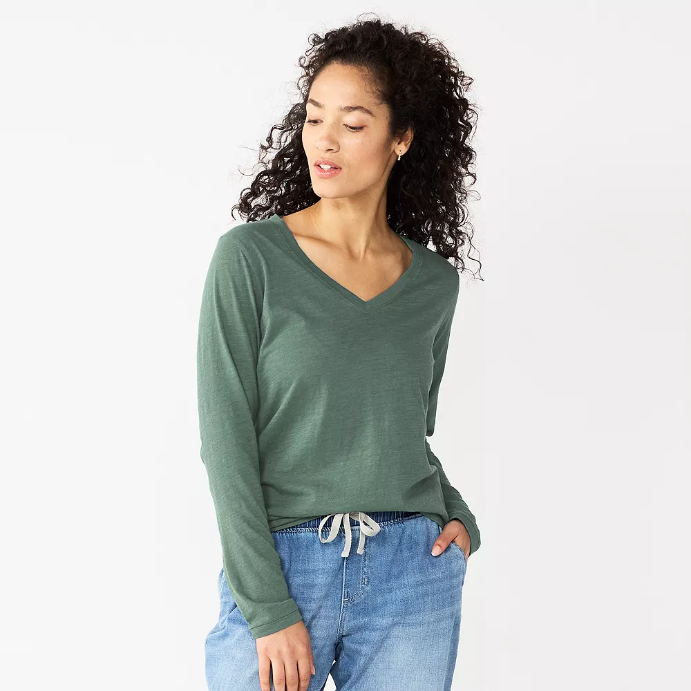 Women's Sonoma Goods For Life® Everyday V-Neck Long Sleeve Tee - Image 22