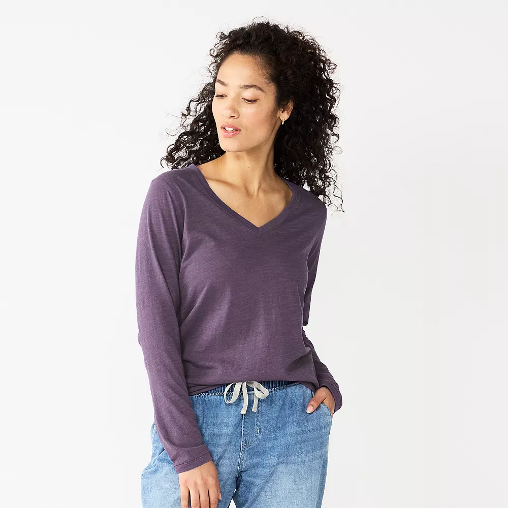 Women's Sonoma Goods For Life® Everyday V-Neck Long Sleeve Tee - Image 21