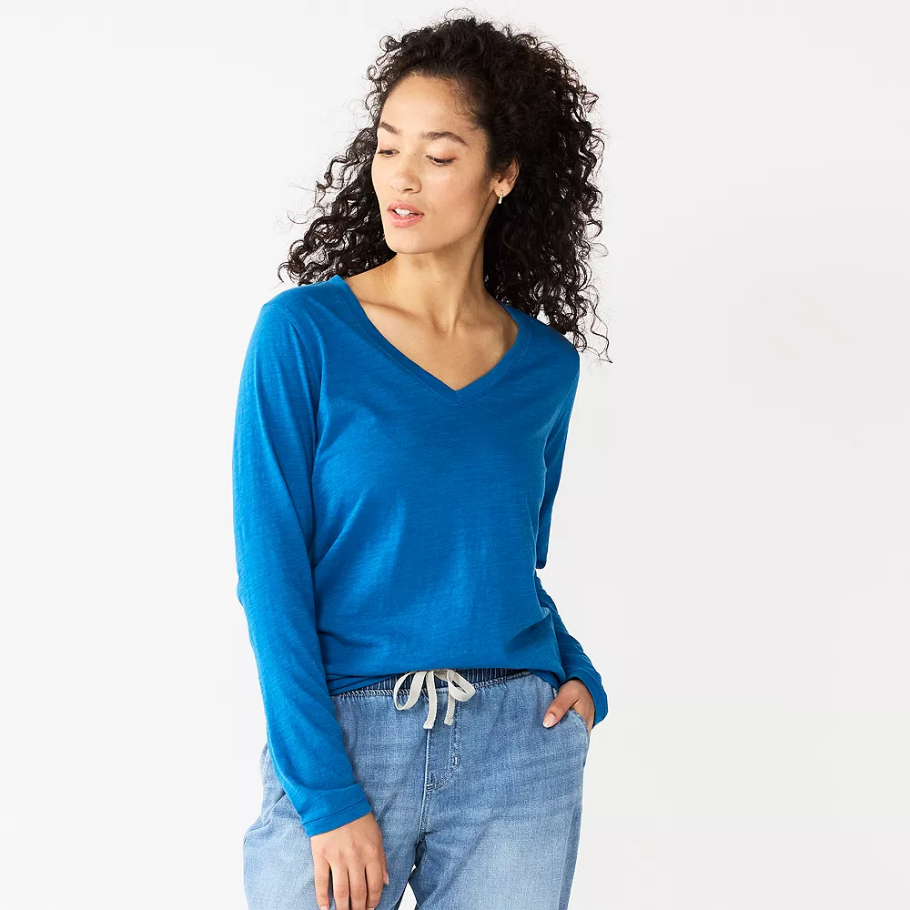 Women's Sonoma Goods For Life® Everyday V-Neck Long Sleeve Tee - Image 17
