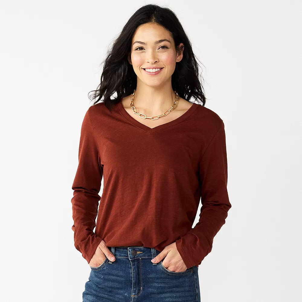 Women's Sonoma Goods For Life® Everyday V-Neck Long Sleeve Tee - Image 19