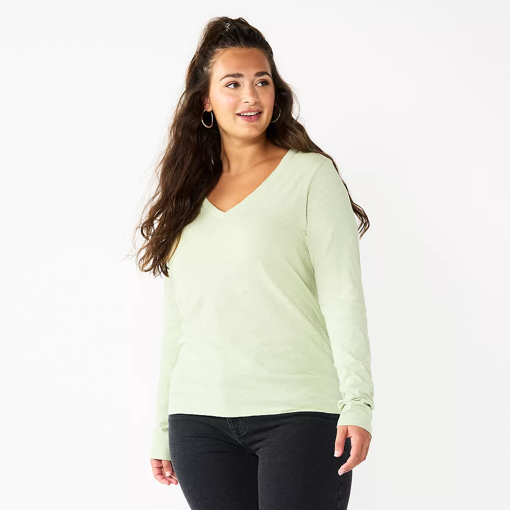 Women's Sonoma Goods For Life® Everyday V-Neck Long Sleeve Tee - Image 25