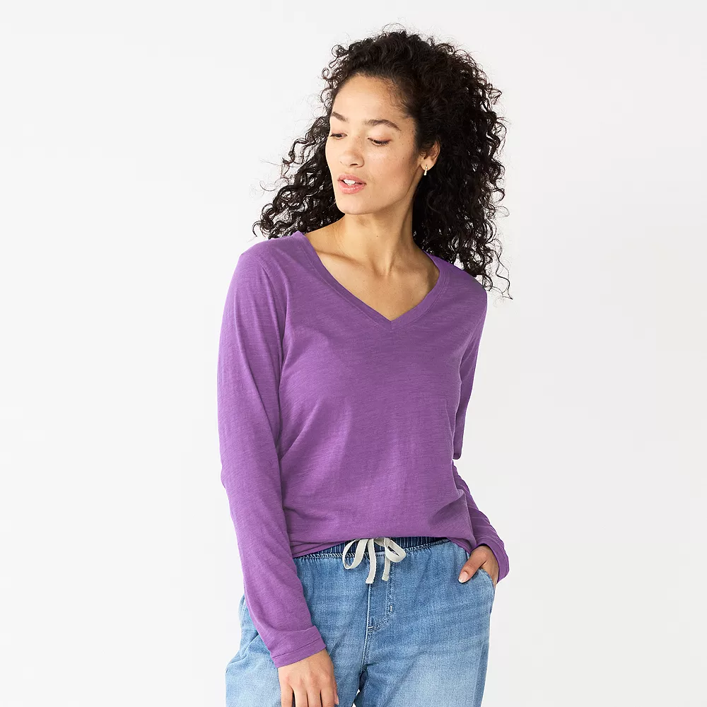 Women's Sonoma Goods For Life® Everyday V-Neck Long Sleeve Tee - Image 14