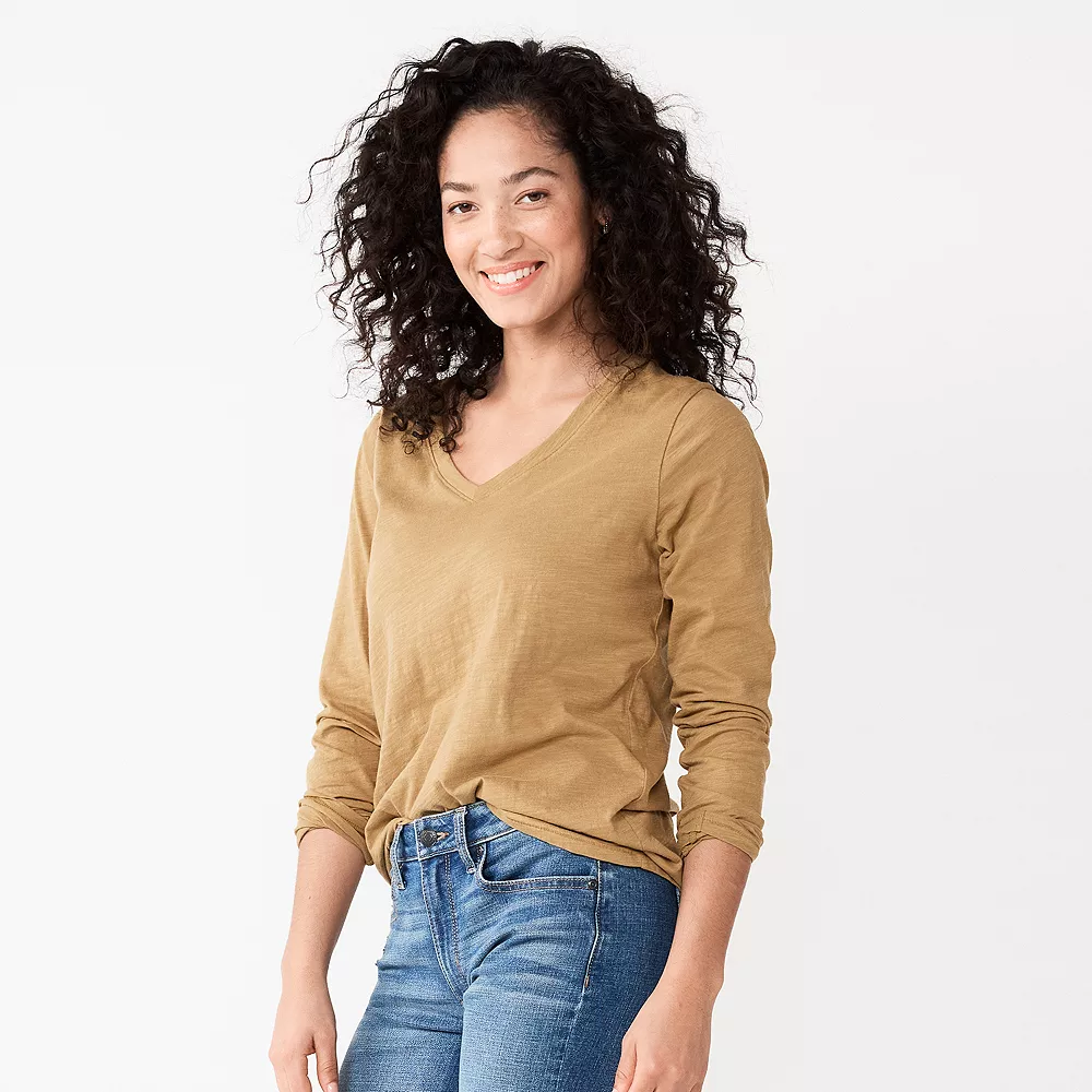 Women's Sonoma Goods For Life® Everyday V-Neck Long Sleeve Tee - Image 23