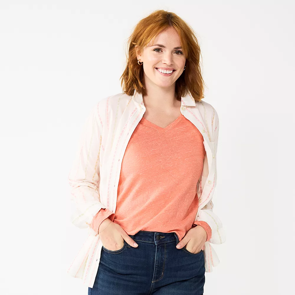 Women's Sonoma Goods For Life® Everyday V-Neck Long Sleeve Tee - Image 8