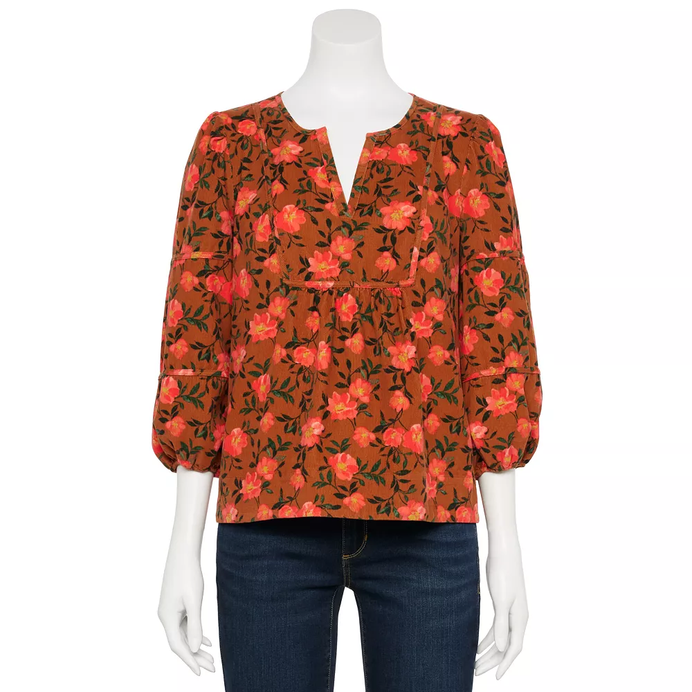 Petite Sonoma Goods For Life® Notchneck Sleeve Piecing Top - Image 3