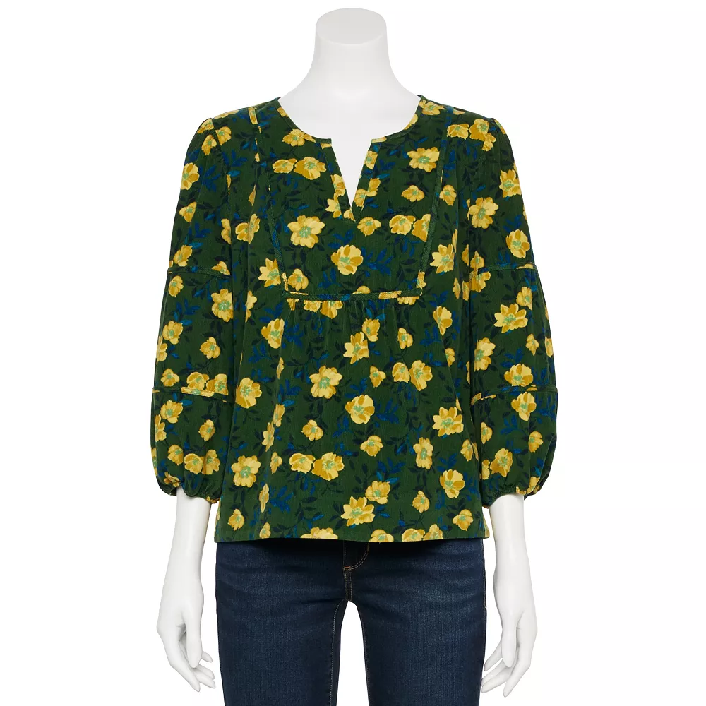 Petite Sonoma Goods For Life® Notchneck Sleeve Piecing Top - Image 2