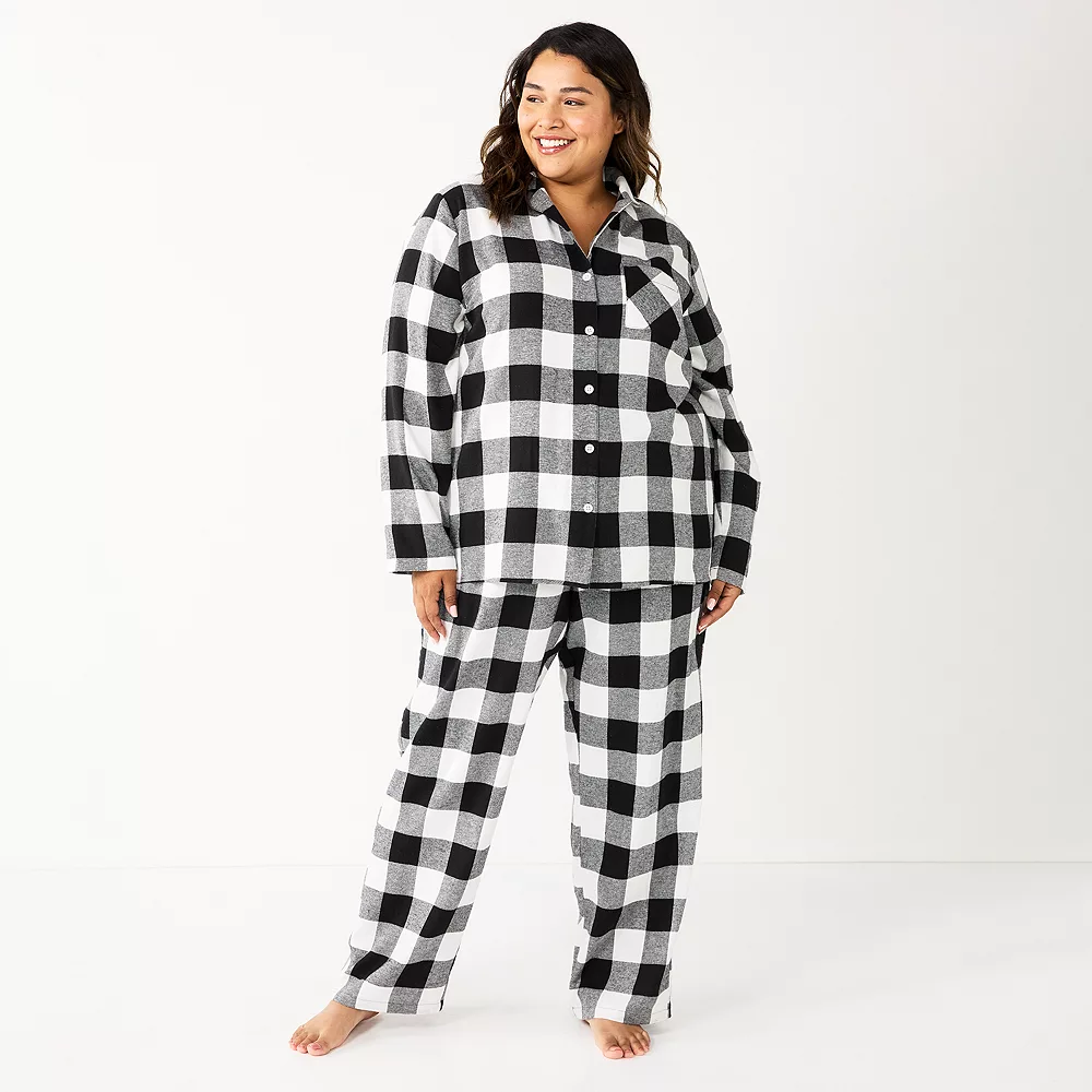 Plus Size Sonoma Goods For Life® Flannel Pajama Shirt & Pajama Pants Sleep Set - Image 4