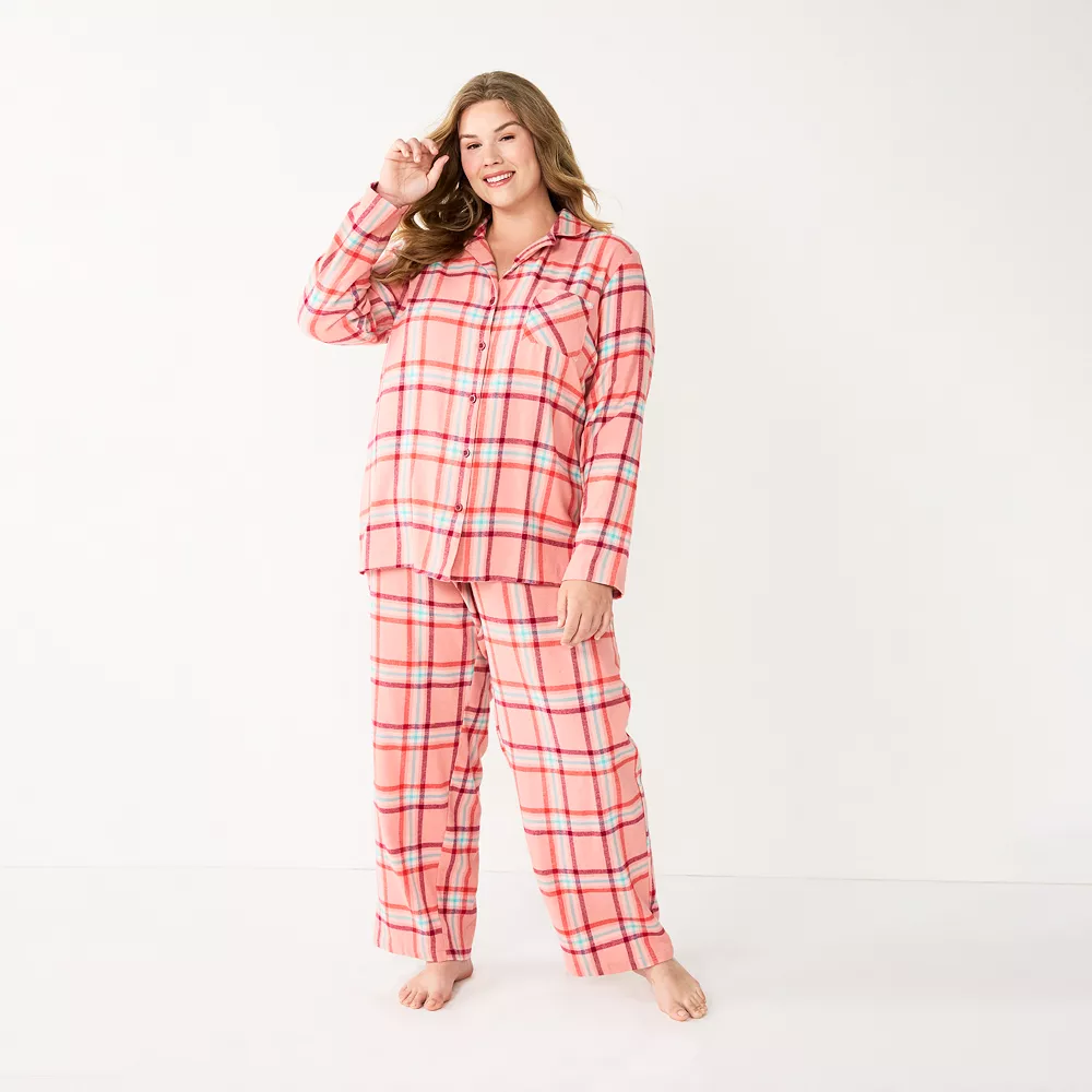 Plus Size Sonoma Goods For Life® Flannel Pajama Shirt & Pajama Pants Sleep Set - Image 2