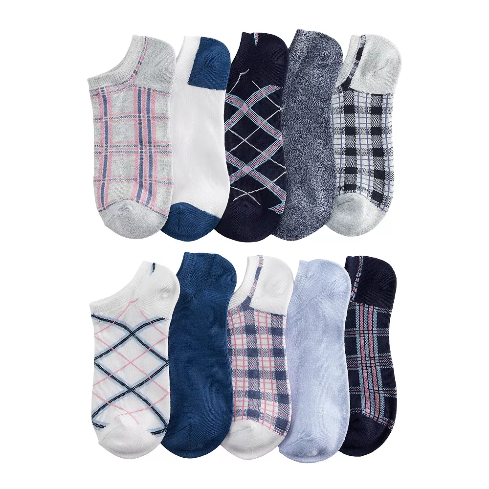 Sonoma Goods For Life® 10 Pack Check Pattern No Show Socks - Image 6