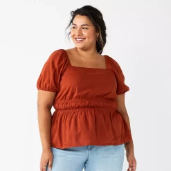 Plus Size Sonoma Goods For Life® Short Sleeve Squareneck Top
